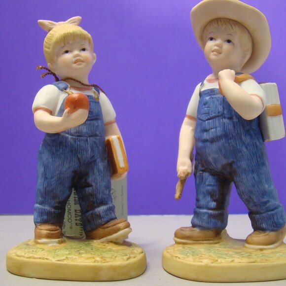 Homco Denim Days School Days Figurine #1513 Kids Boy Girl Americana Vintage tag - Picture 5 of 16